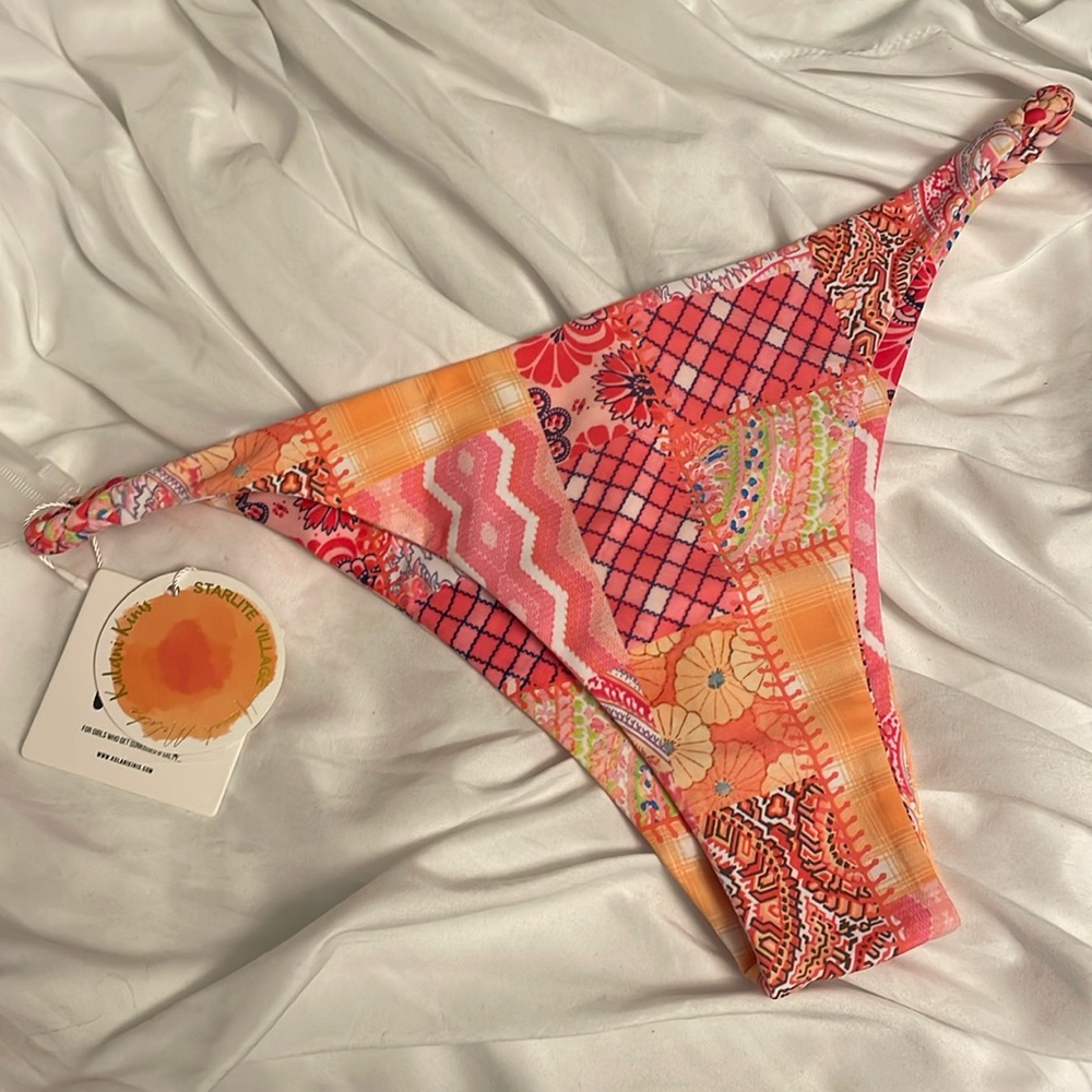 Pink Patchwork bikini bottoms